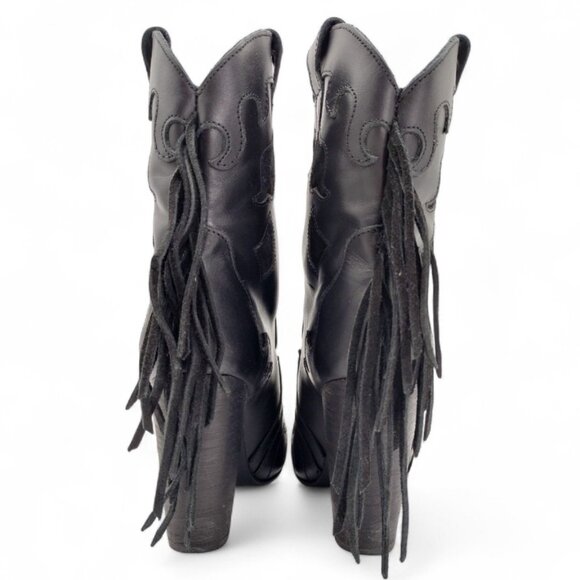 Dingo Women's Size 7 M Black Lady's Night Fringe Leather Western Ankle Booties - Picture 12 of 13